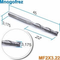 Фреза спиральная двухзаходная Mnogofrez MF2X3.22