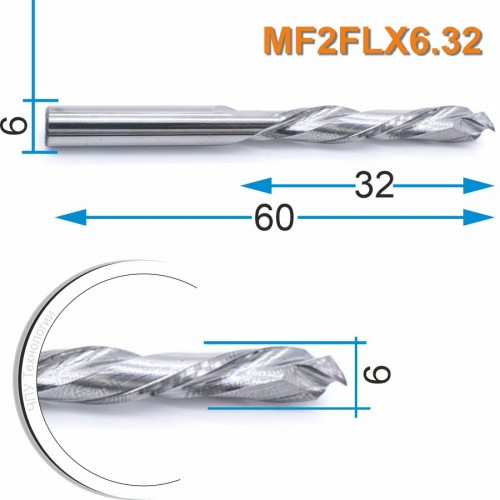 Фреза компрессионная двухзаходная Mnogofrez MF2FLX6.32