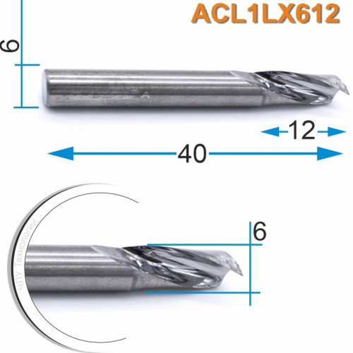 Фреза спиральная однозаходная по алюминию DJTOL ACL1LX6.12