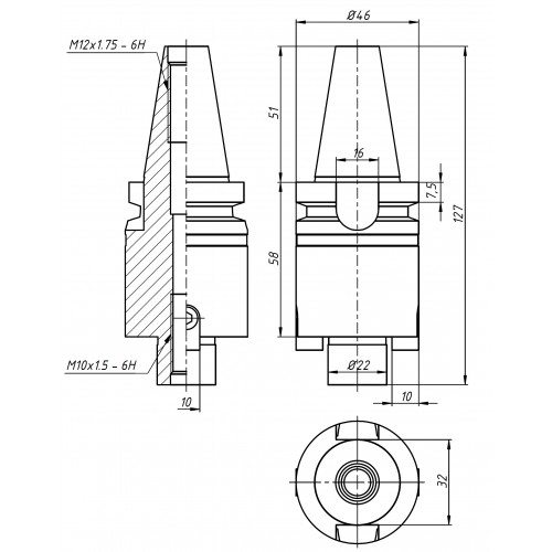 Оправка фрезерная (патрон) BT30-FMB22-60L