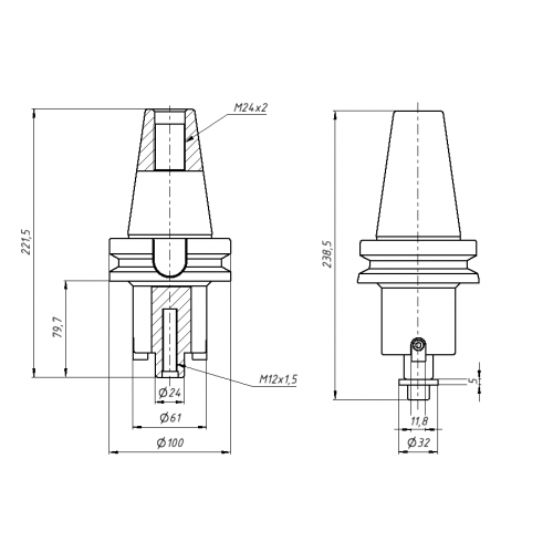 Оправка фрезерная (патрон) BT50-FMB27-100