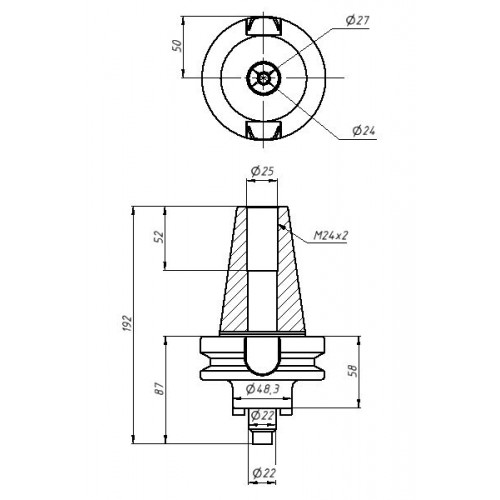 Оправка фрезерная (патрон) BT50-FMB22-60