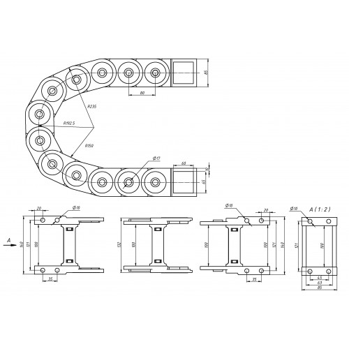 Кабель-канал гибкий TP65x100 R150 (с держателями)