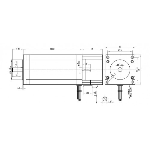 Шаговый двигатель с тормозом 57HSB112-3004A08-D21