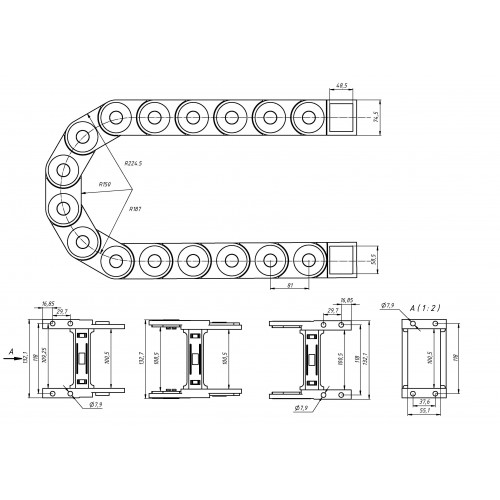 Кабель-канал гибкий TP55x100 R150 (с держателями)